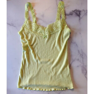 Vintage Hollister Lace Camisole Tank Top Small Yellow Modal Nylon‎ Y2K 2000s